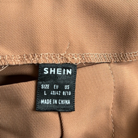 New Camel Colored High Waist Side Zip Wide Leg Pant sz 8/10 SHEIN sz L - Picture 9 of 9